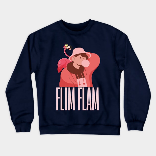 Flim Flam- Flamingo Crewneck Sweatshirt by Eva Wolf